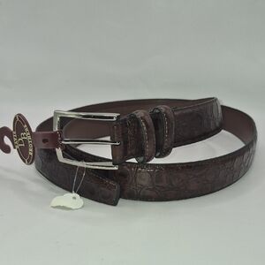 NWT Davis Brothers Crocodile Print Brown Genuine Leather Belt mens Sz. 46